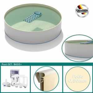 Rundpool d 3,50 x 1,20 m Folie 0,8mm sandfarben & 0,6mm Stahlwand Skimmer - Pool