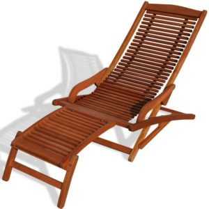 KMH® Eukalyptus Relaxliege Deckchair Sonnenliege Gartenliege Liegestuhl Holz rot