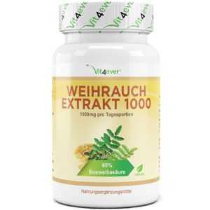 Weihrauch Extrakt = 130 Kapseln - 1000 mg pro Tag - 100% Boswellia serrata Vegan