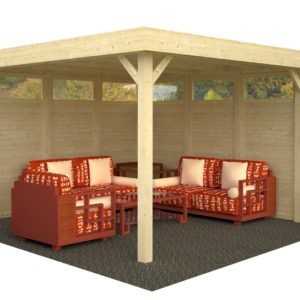 Pavillon Lucy 349x349 cm Pavillon Holzhaus Schuppen Gartenhaus Unterstand Holz