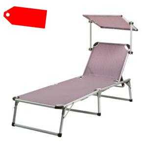 Alu Liegestuhl Gartenliege Sonnenliege Liege Strandliege Sonnendach grau mauve