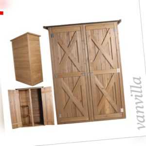 vanvilla Gartenschrank Flachdach Gross Geräteschuppen Geräteschrank Holz Dunkel