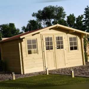 34 mm Gartenhaus 400x300 cm + DACHSCHINDELN Holz Gerätehaus Blockhaus Schuppen