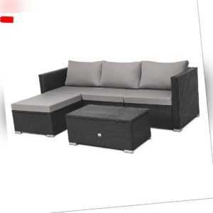 SVITA Poly-Rattan Lounge QUEENS Sofa Gartenset Garnitur Gartenmöbel Schwarz Set