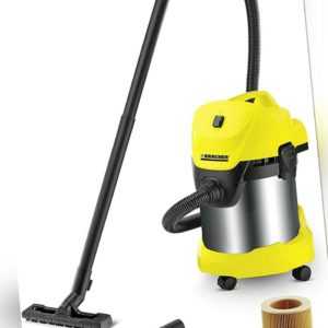 Kärcher Mehrzwecksauger WD 3 Premium 17 Liter Edelstahl Blasfunktion Tragegriff