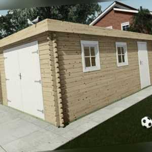 Holzgarage Flachdach 40mm Garage Holz mit Holztor 3.9x5.8M - Vigo EB40203