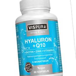 (€61,64/100g) Hyaluronsäure hochdosiert Coenzym Q10 60 Kapseln vegan + Biotin