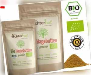 Bio Hagebuttenpulver 1 kg ganze Hagebutte vermahlen | 100% Bio Hagebutten Pulver