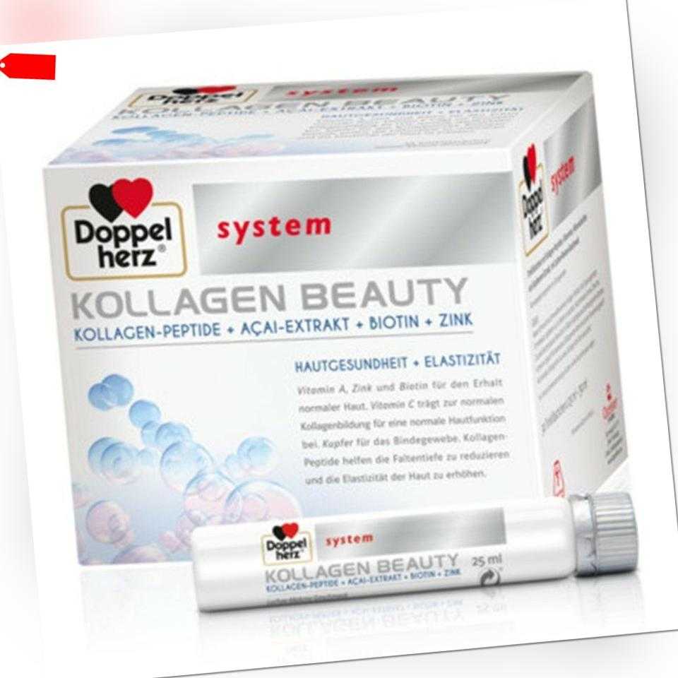DOPPELHERZ Kollagen beauty system Ampullen 30St a 25ml PZN 13332904 plus Proben