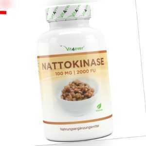 Nattokinase - 180 Kapseln je 100 mg / 2000 FU pro Kapsel - Hochdosiert Vegan