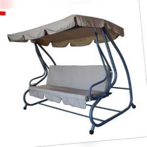 Hollywoodschaukel Gartenschaukel XL Hollywood Schaukel MIAMI 4-sitzer grau beige