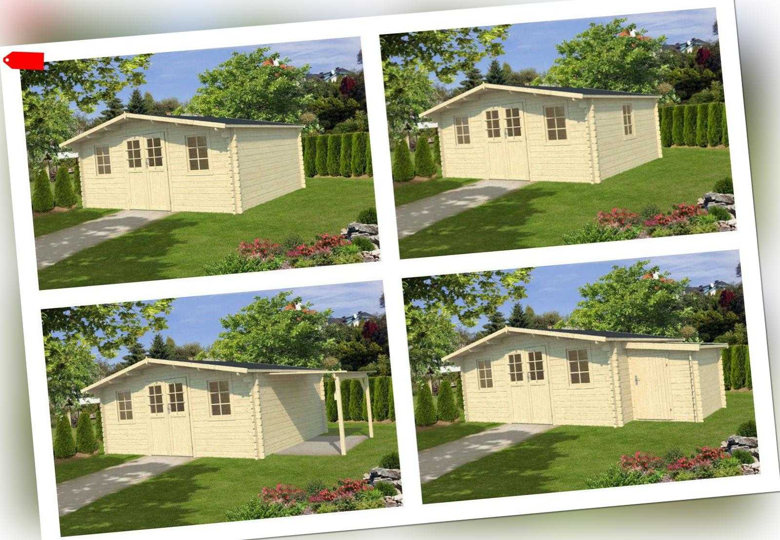 34/44mm Gartenhaus + Schleppdach + Anbau Holzhaus Gerätehaus Schuppen Holz Hütte