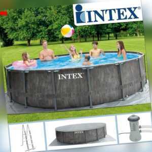 INTEX 457x122 Frame Swimming Pool Frame Greywood Set Schwimmbecken Schwimmbad