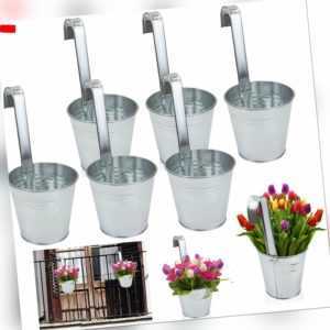 6 x Hängetopf Blumentopf Hängetöpfe Garten Balkon Blumen Topf Kräutertopf Zink