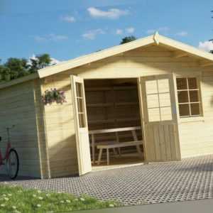 Gartenhaus Wiesbaden ca. 505 x 400 cm, Blockhütte 5x4m, 34 mm Blockbohlen NEU!
