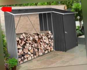 Brennholzlager HWC-F22 Holzunterstand Holzlager 3,35m³ Metall 153x353x80cm 