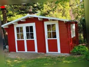 34mm Gartenhaus 450x300 cm Gerätehaus Holzhaus Holz Schuppen Hütte Schweden Rot