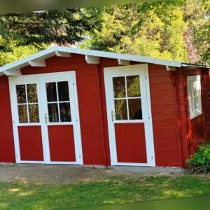 34mm Gartenhaus 450x300 cm Gerätehaus Holzhaus Holz Schuppen Hütte Schweden Rot
