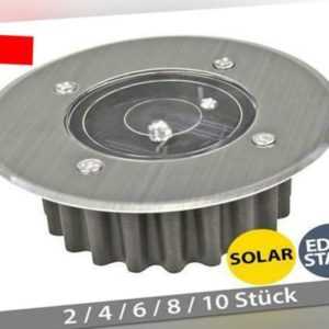 LED Bodenstrahler Solar Bodenleuchte Bodenstrahler Edelstahl Solarleuchte rund