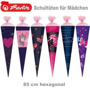 Herlitz Schultüte 85cm 6-eckig Mädchen Zuckertüte Schule Einschulung Schulanfang