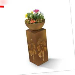 LED Pflanzschale Deko Feuerstelle Rost Säule Garten Blumen Balkon Veranda 59 cm