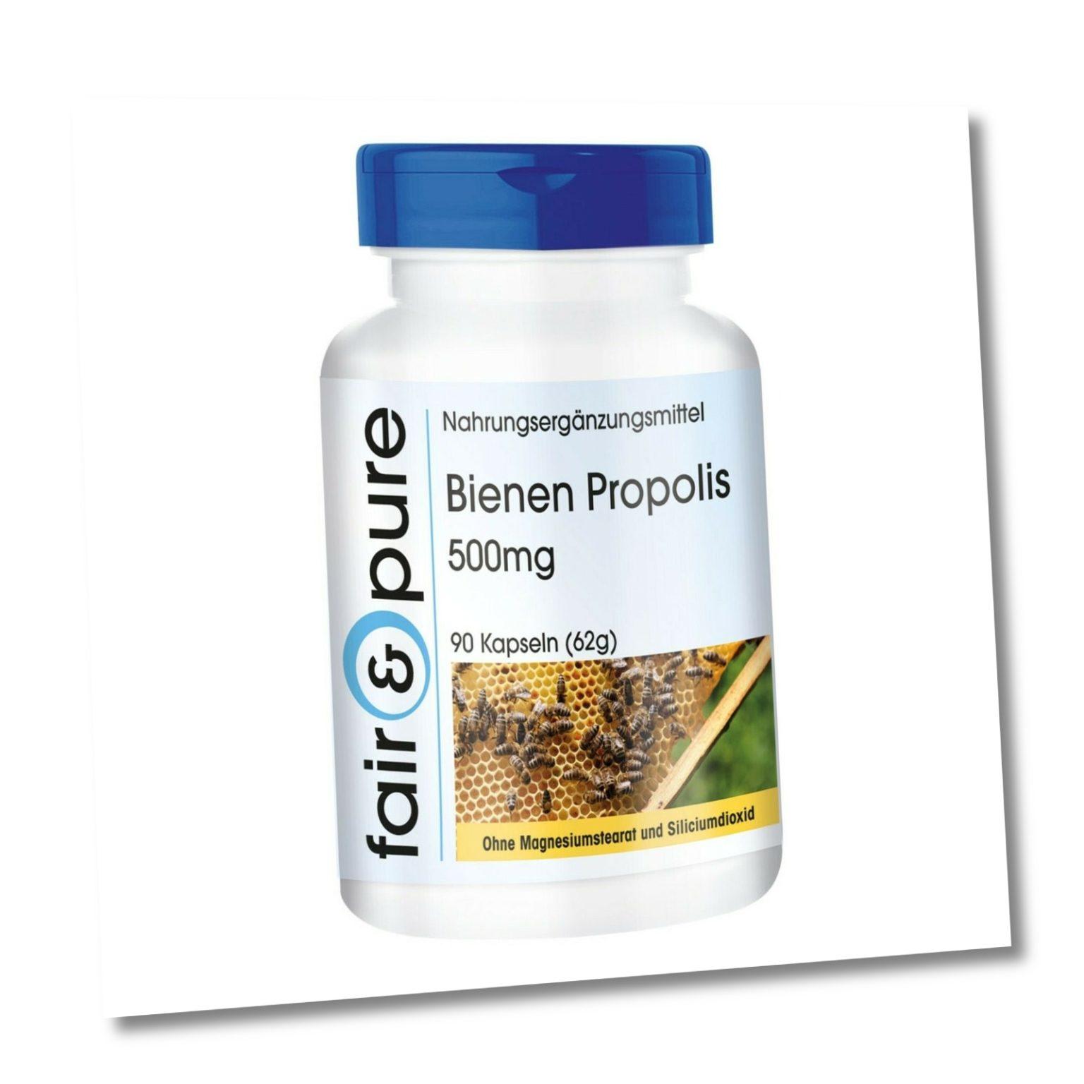 Bienen Propolis Extrakt 500 mg, 90 Kapseln für 45 Tage, 3% Galangin, fair