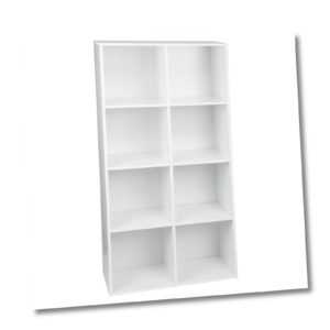 Bücherregal Standregal Raumteiler Aufbewahrungregal MDF 8 Fächer Weiß SK002ws4