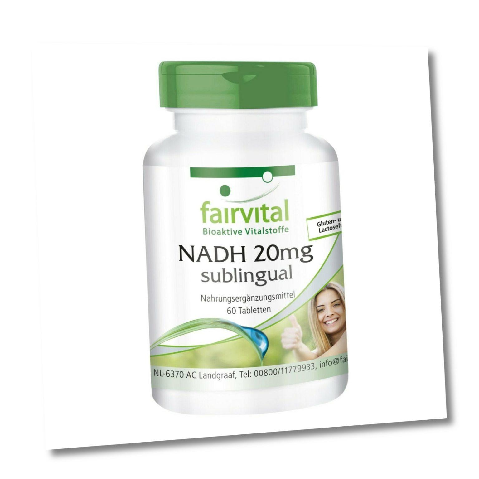 NADH 20 mg sublingual - VEGAN - 60 Tabletten | stabilisiertes NADH | fairvital