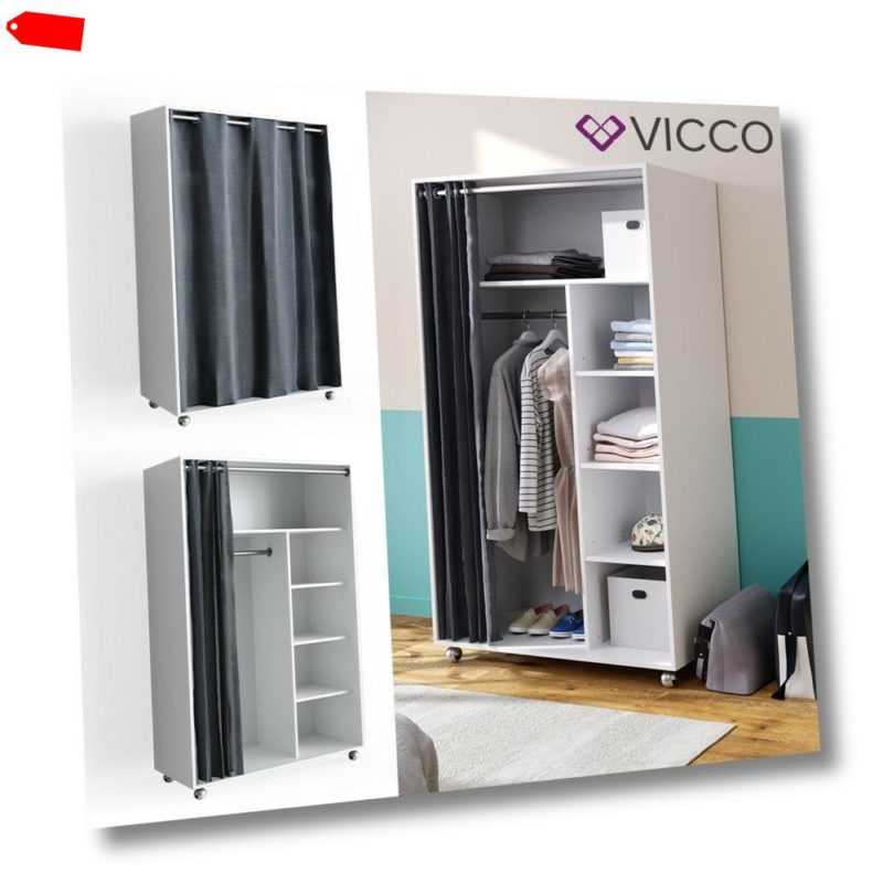 VICCO mobiler Kleiderschrank DOROS auf Rollen Dielenschrank offen Garderobe