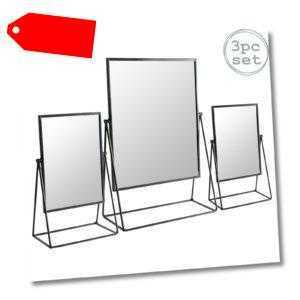 3x Frisierkommode Rasierspiegel Set Tabletop Makeup 2 Größen Schwarz