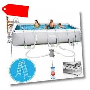 Bestway Schwimmbecken Frame Pool Power Steel Plaschbecken Swimmingpool Set