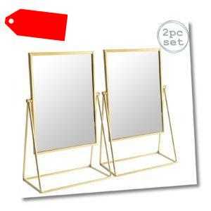 2x Frisierkommode Rasierspiegel Set Free Standing Tabletop Makeup 22cm Gold-