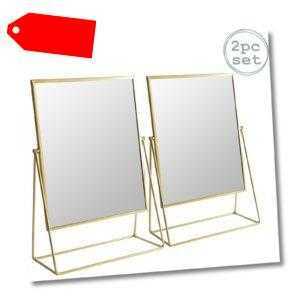 2x Frisierkommode Rasierspiegel Set Free Standing Tabletop Makeup 32cm Gold-