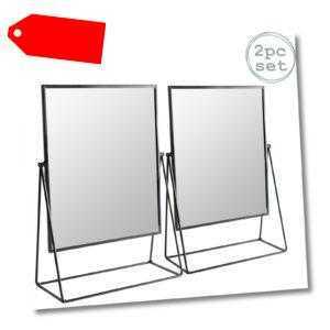 2x Frisierkommode Rasierspiegel Set Free Standing Tabletop Makeup 32cm Schwarz
