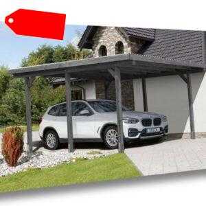 Einzelcarport GRAU 300x500 cm Carport Garage Holz Unterstand Flachdach 9x9 cm