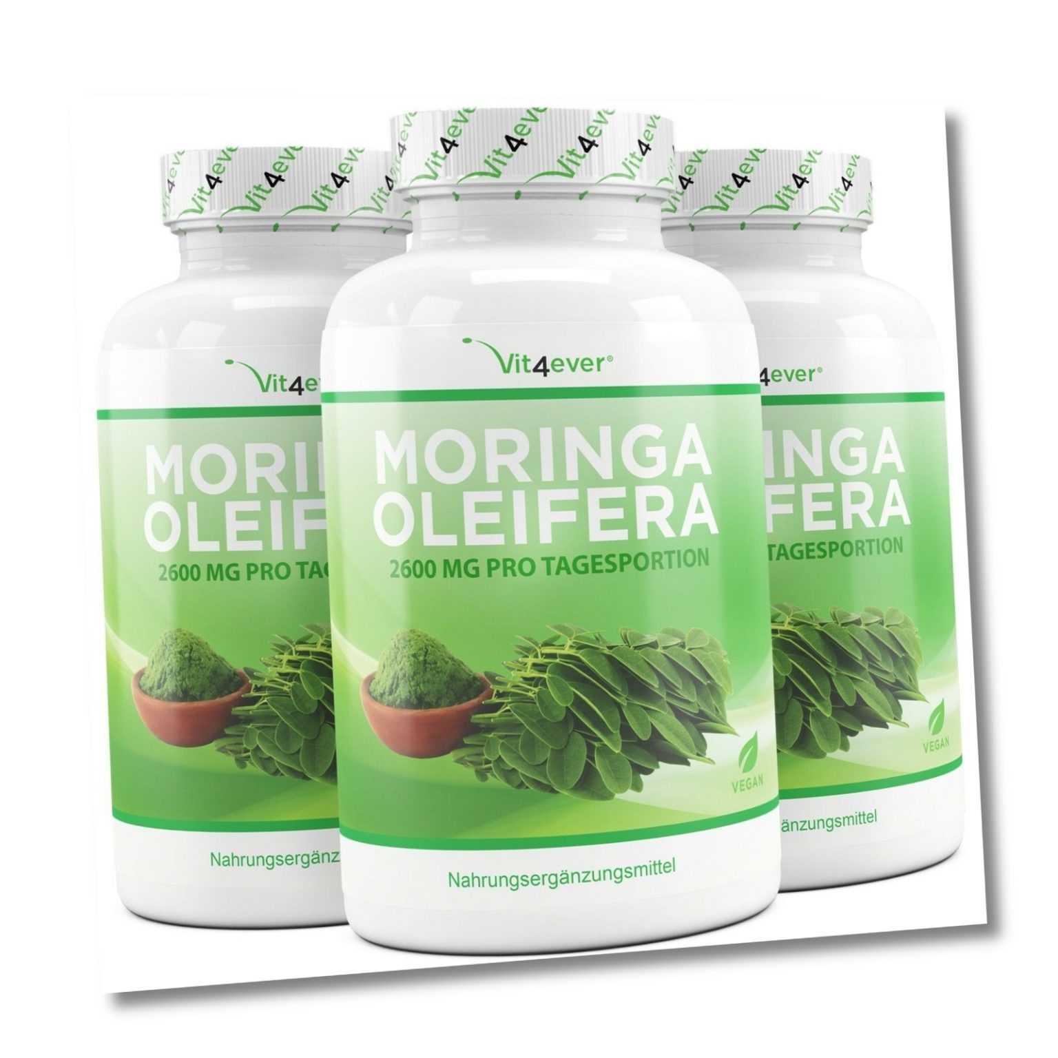 3x Moringa Oleifera  = 720 Kapseln - 650 mg - Vegan - Vit4ever - Premium