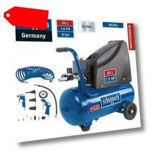 Scheppach 8bar Druckluft Kompressor HC25o Set+Spiralschlauch+Zubehör 96