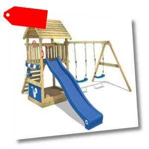 WICKEY Spielturm Kletterturm Smart Shelter mit Holzdach Garten Schaukel Rutsche