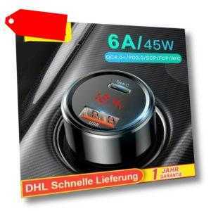 Baseus KFZ Ladegerät USB Typ C Ladegerät 45W Auto Ladeadapter Zigarettenanzünder