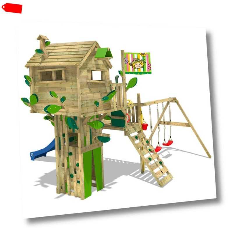 WICKEY Spielturm Klettergerüst Smart Treetop Baumhaus Doppelschaukel Rutsche