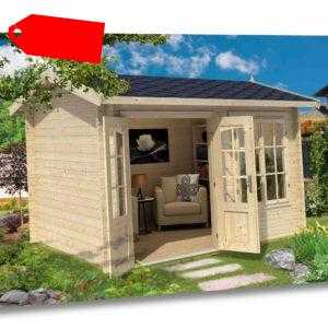 Gartenhaus ALEX 320 x 270cm, ISO-Glas, Blockbohlen 44mm, Fußboden, LASITA MAJA