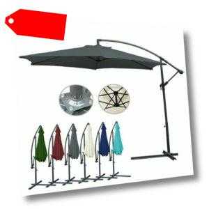 Sonnenschirm LED Solar Ampelschirm Pavillon Ø300cm Ø350cm Kurbelsonnenschirm Alu
