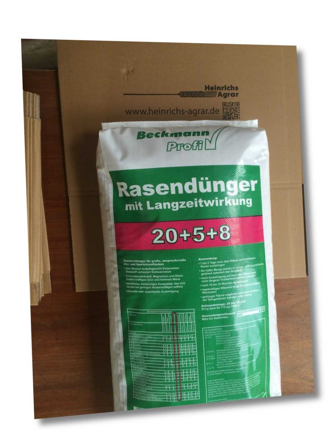 Premium Rasendünger mit Langzeitwirkung 25 kg NPK 20+5+8 Beckmann Rasen Düng