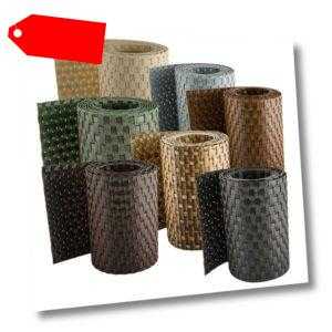 SET> PE-Rattan Zaun Sichtschutzstreifen je 2,55m x 19cm | 10 Farben zur Auswahl