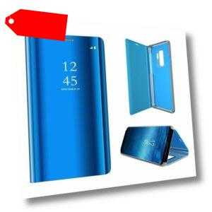 XIAOMI REDMI NOTE 9S - Etui Cover Case Mirror Tasche Hülle Handy CLEAR VIEW BLAU