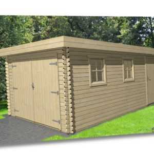 Holzgarage 28mm Flachdach Garage Holz mit Holztor - 3.3x5.1M -  Aurich EB28210