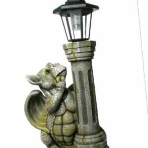 Gartenfigur Drachenkind an Solarlaterne 45cm Gartendrache Solarfigur LED Licht