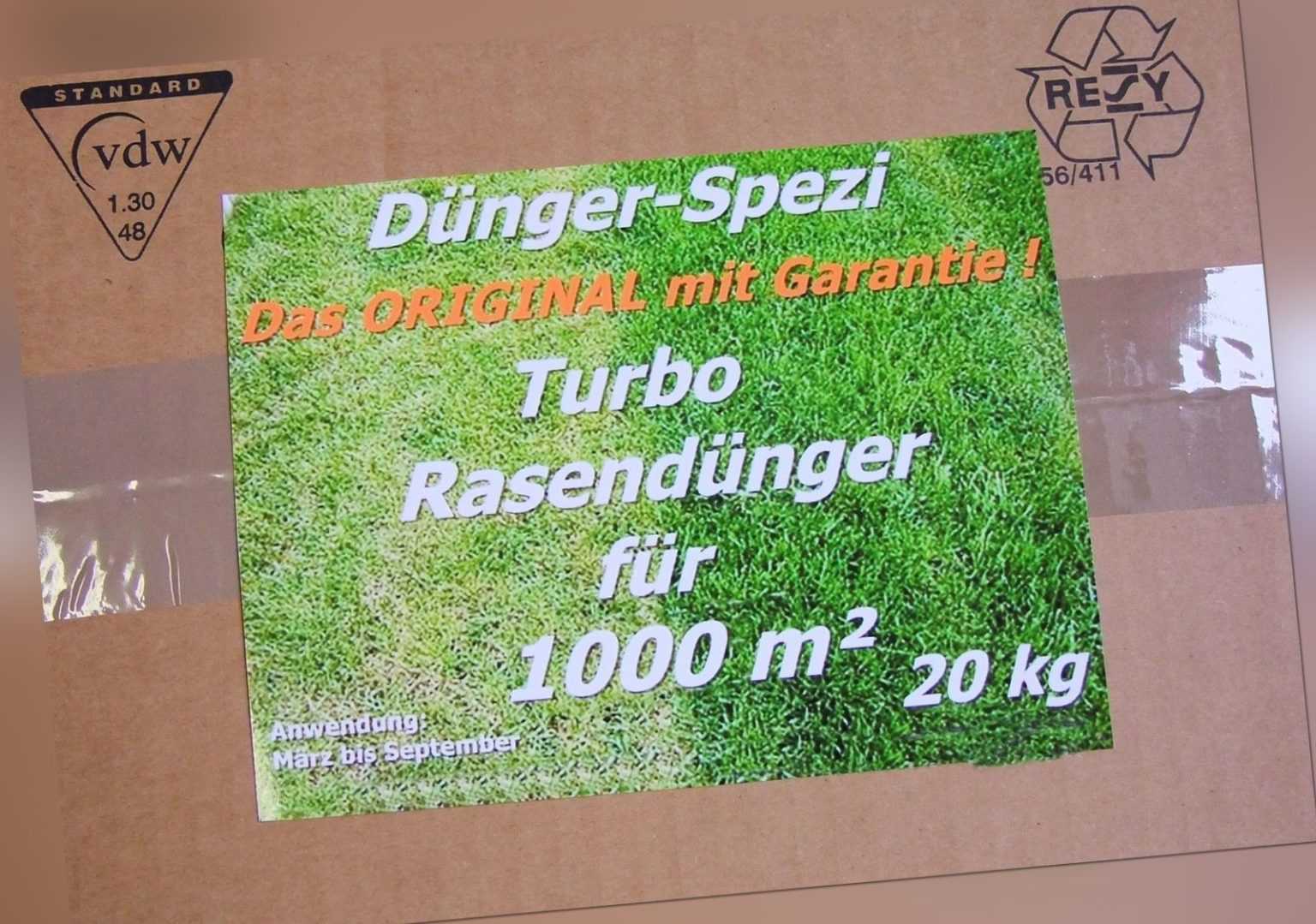 TURBO Rasendünger Dünger für 1000 m² Langzeitwirkung +1kg Rasendünger Gratis