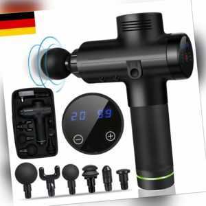 LCD Electric Massage Gun Massagepistole Massager Muscle Massagegerät + 6 Köpfe