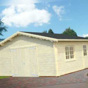 Garage Roger 18 Blockhaus Holzhaus Gartenhaus 560 x 560 cm 70 mm mit Holztor